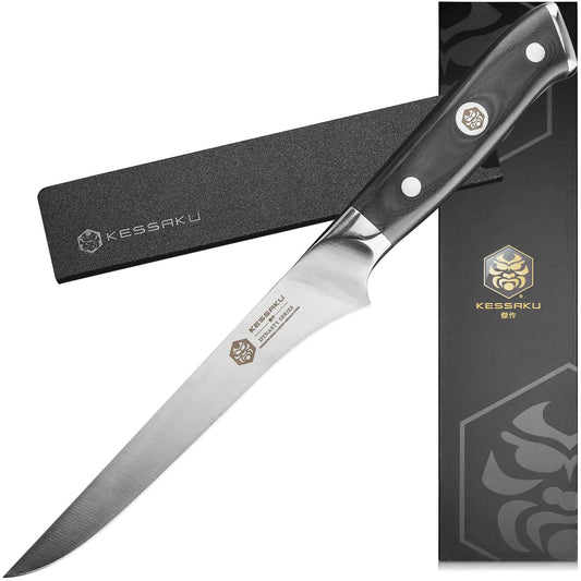 KESSAKU Boning Knife - 6 inch - Dynasty Series - Razor Sharp Kitchen Knife - Forged ThyssenKrupp German High Carbon Stainless Steel - G10 Garolite Handle with Blade Guard