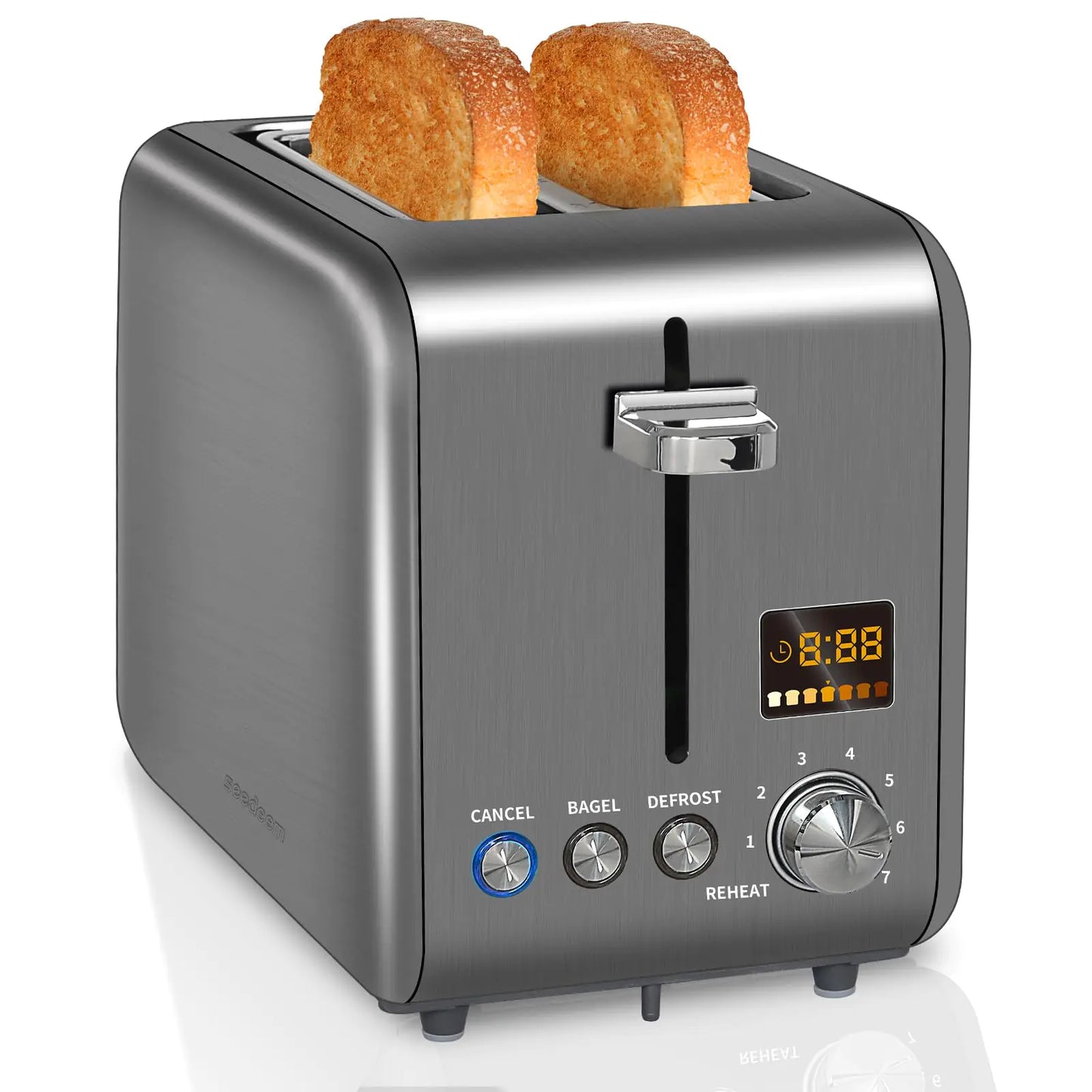 SEEDEEM Dual Slice LCD Toaster - Stainless Steel with Multi-Settings