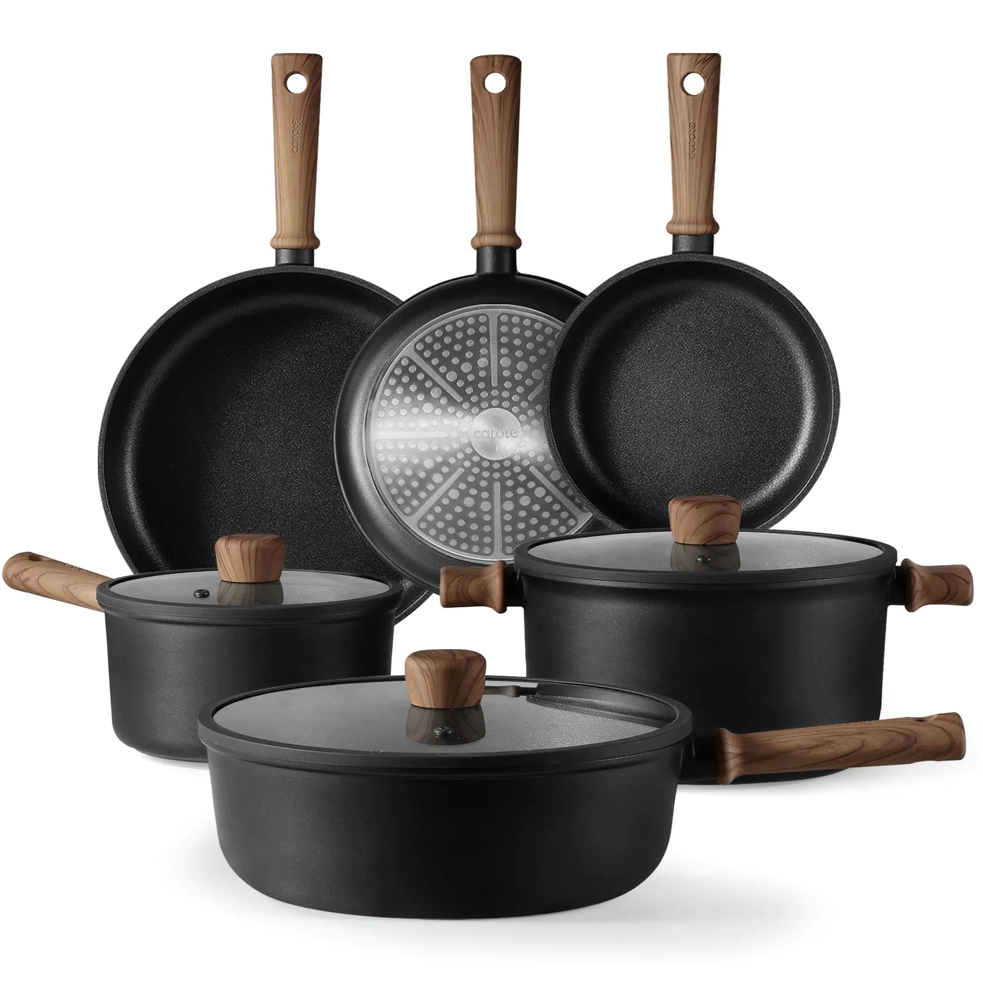 CAROTE 9-Piece Titanium Nonstick Cookware Set
