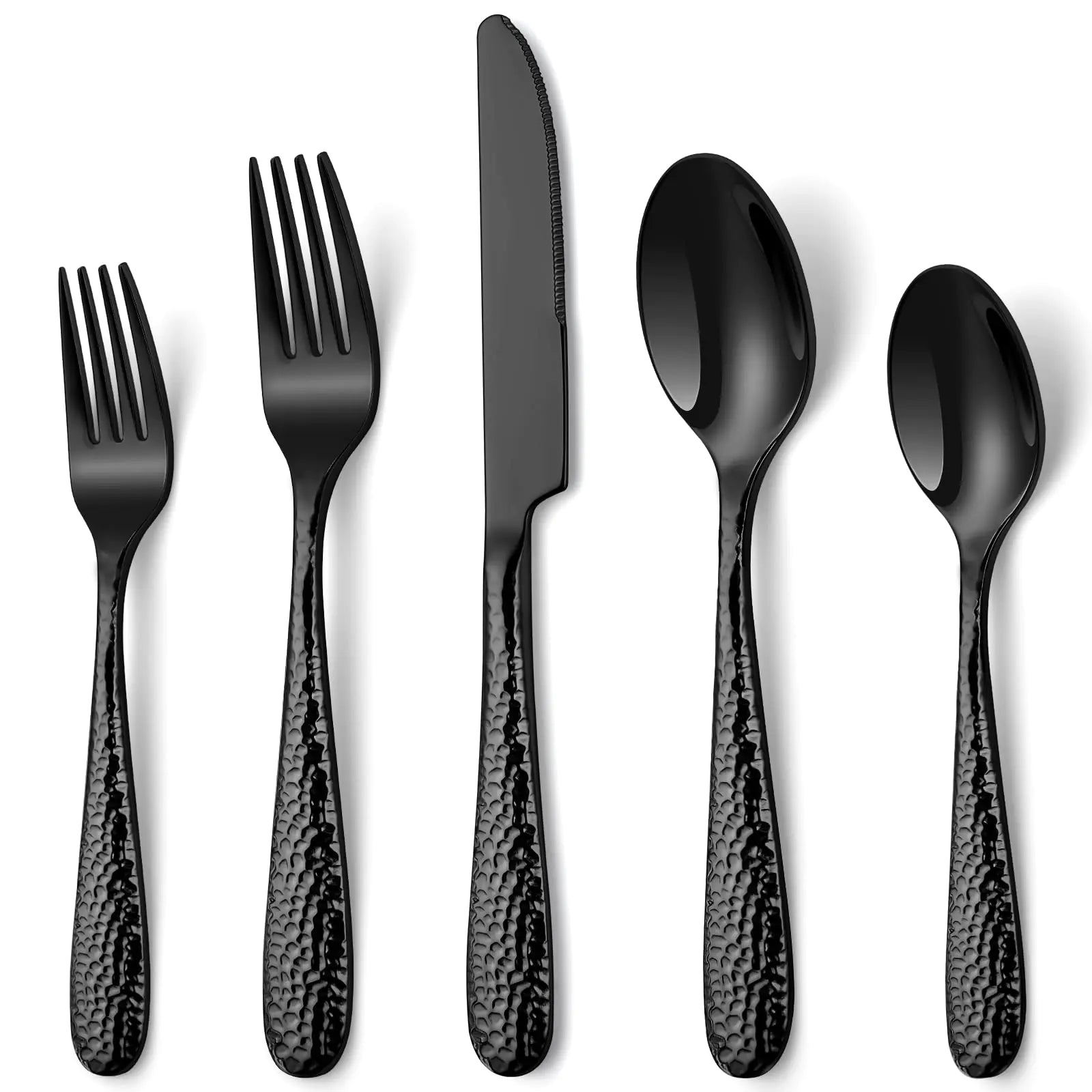 EUIRIO Luxe 20-Piece Black Stainless Steel Flatware