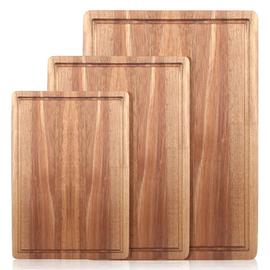 Acacia Wood 3-Piece Cutting Board Set