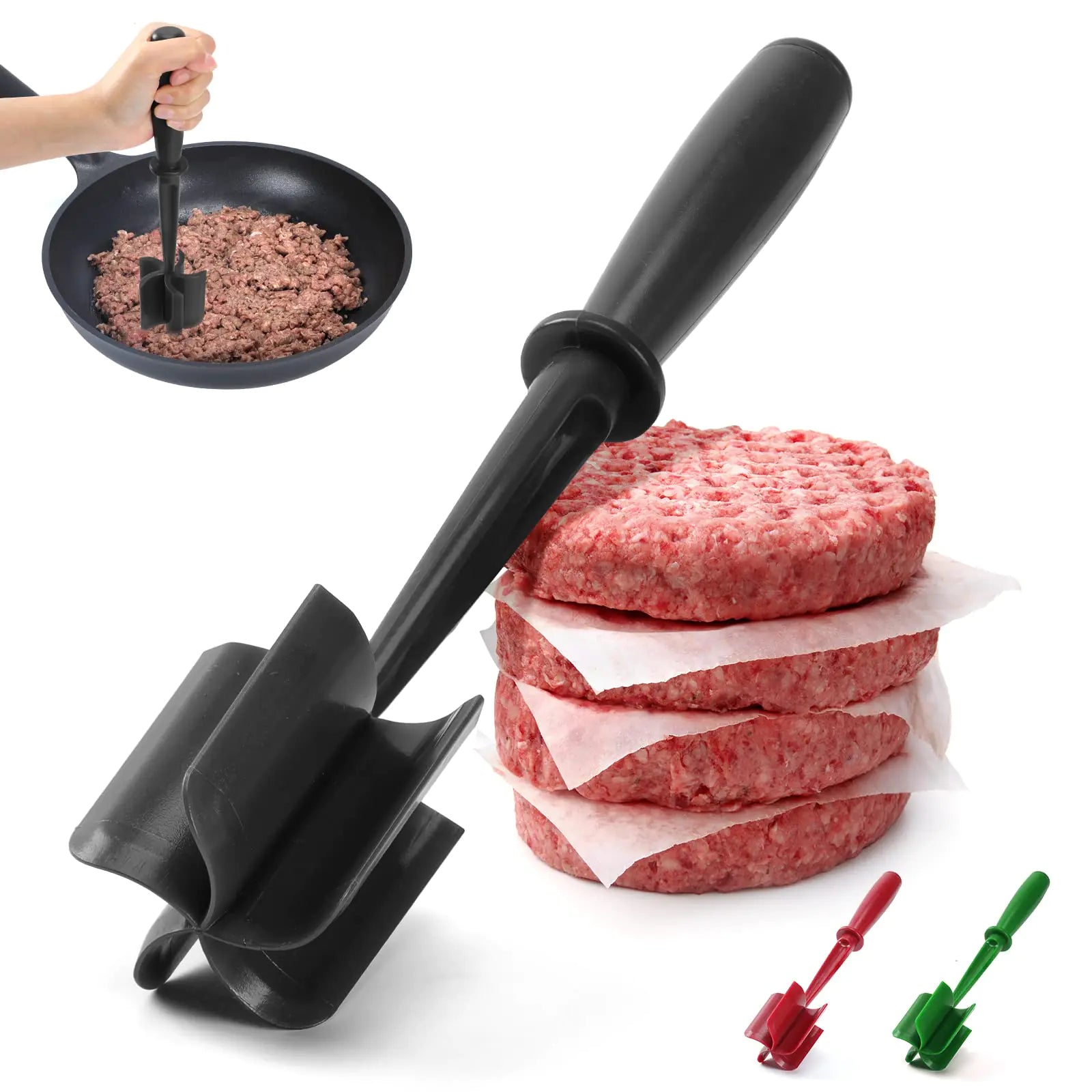 EZChop Premium Meat Masher - Heat-Resistant - Non-Stick Kitchen Helper - Black