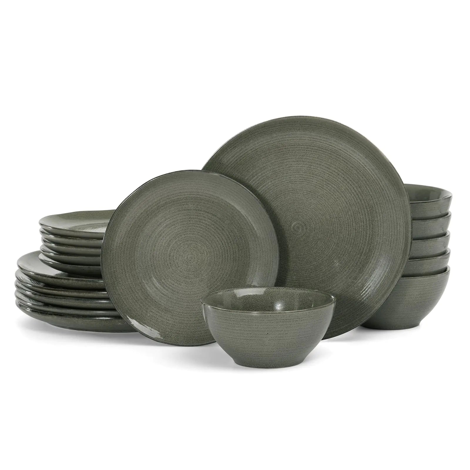 Famiware Tempus 18-Piece Stoneware Dining Set - Dark Olive
