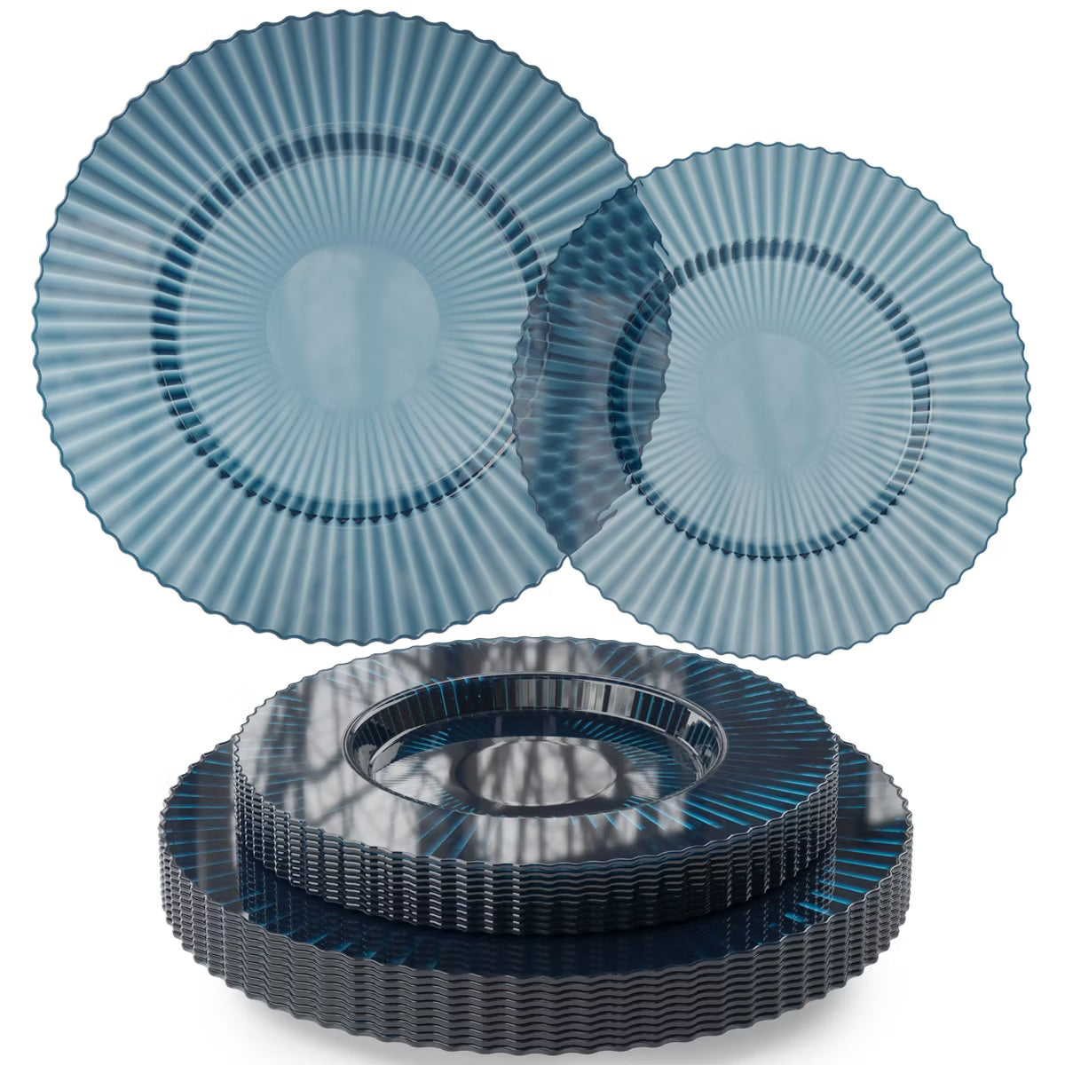 Blue Elegance 40-Piece Disposable Plate Set