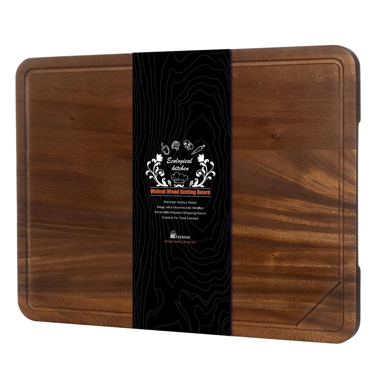 Axeman Premium Walnut Cutting Board with Juice Groove
