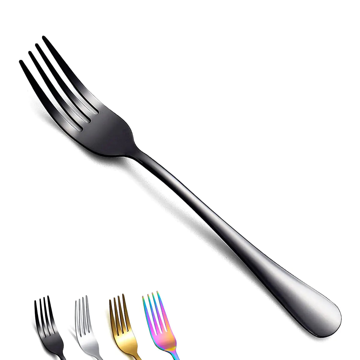 Elegant Black Titanium Dinner Forks - Set of 12