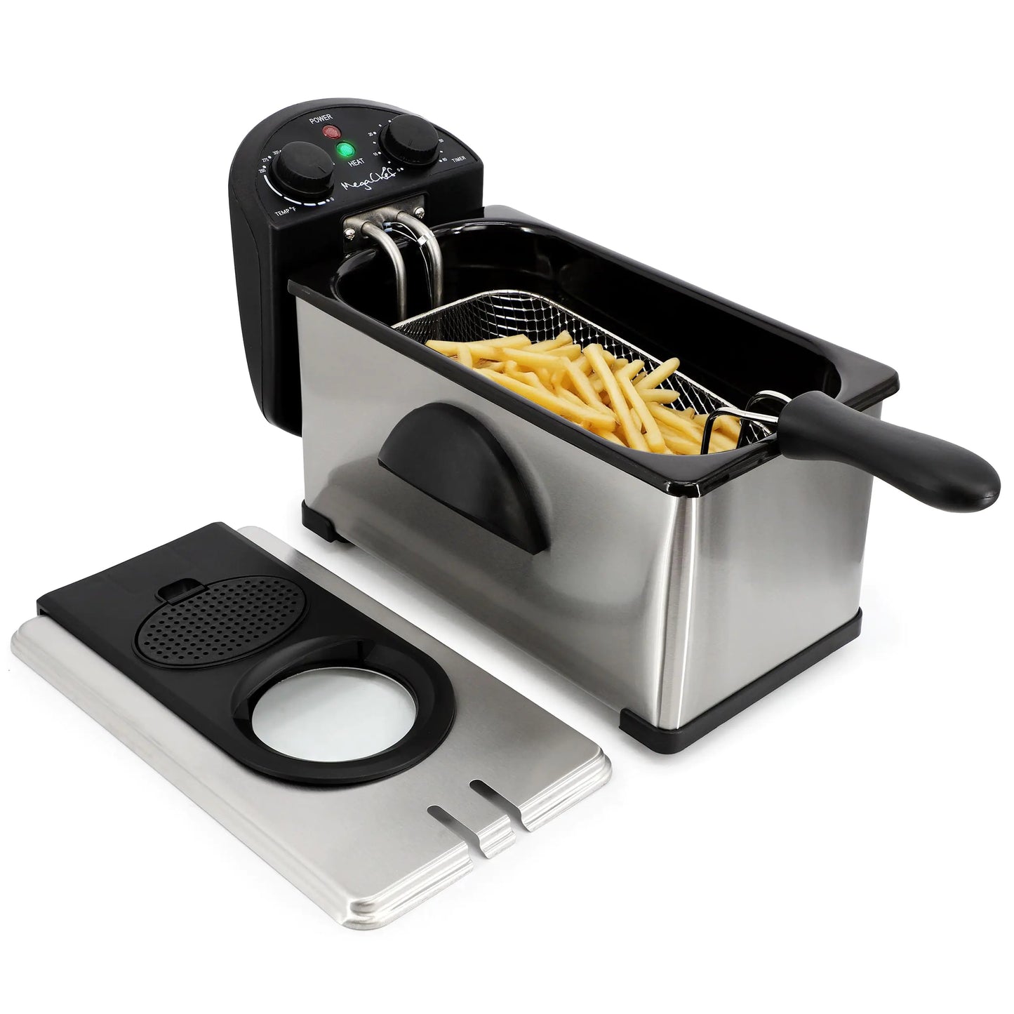 MegaChef 3.17Qt Stainless Deep Fryer with Temp Control