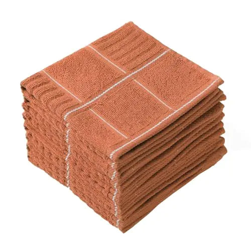 Glynniss Cotton Terry Kitchen Cloths 8-Pack - Super Absorbent (Rust 12x12)
