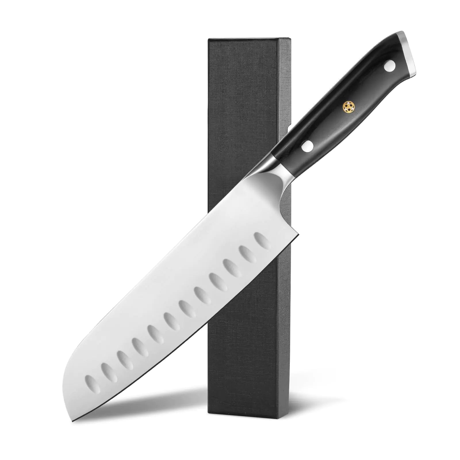 SteelSharp 7-Inch Santoku Knife - Precision German Steel with Pakka Wood Handle