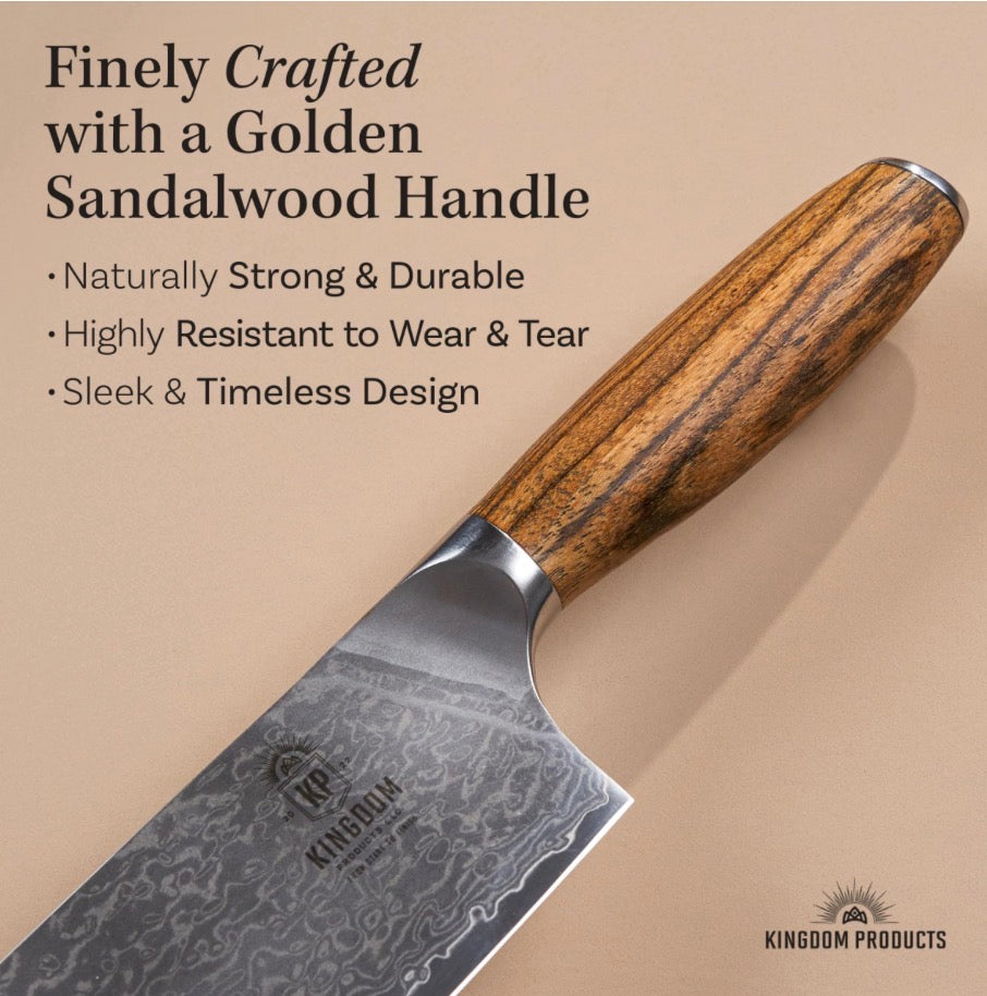 Japanese Nakiri Knife - 7" Razor Sharp Kitchen Knife for Dicing Slicing & Chopping Vegetables Fruit & Meat - Professional Chef Style Knife in Damascus Carbon Steel and Ergonomic Handle