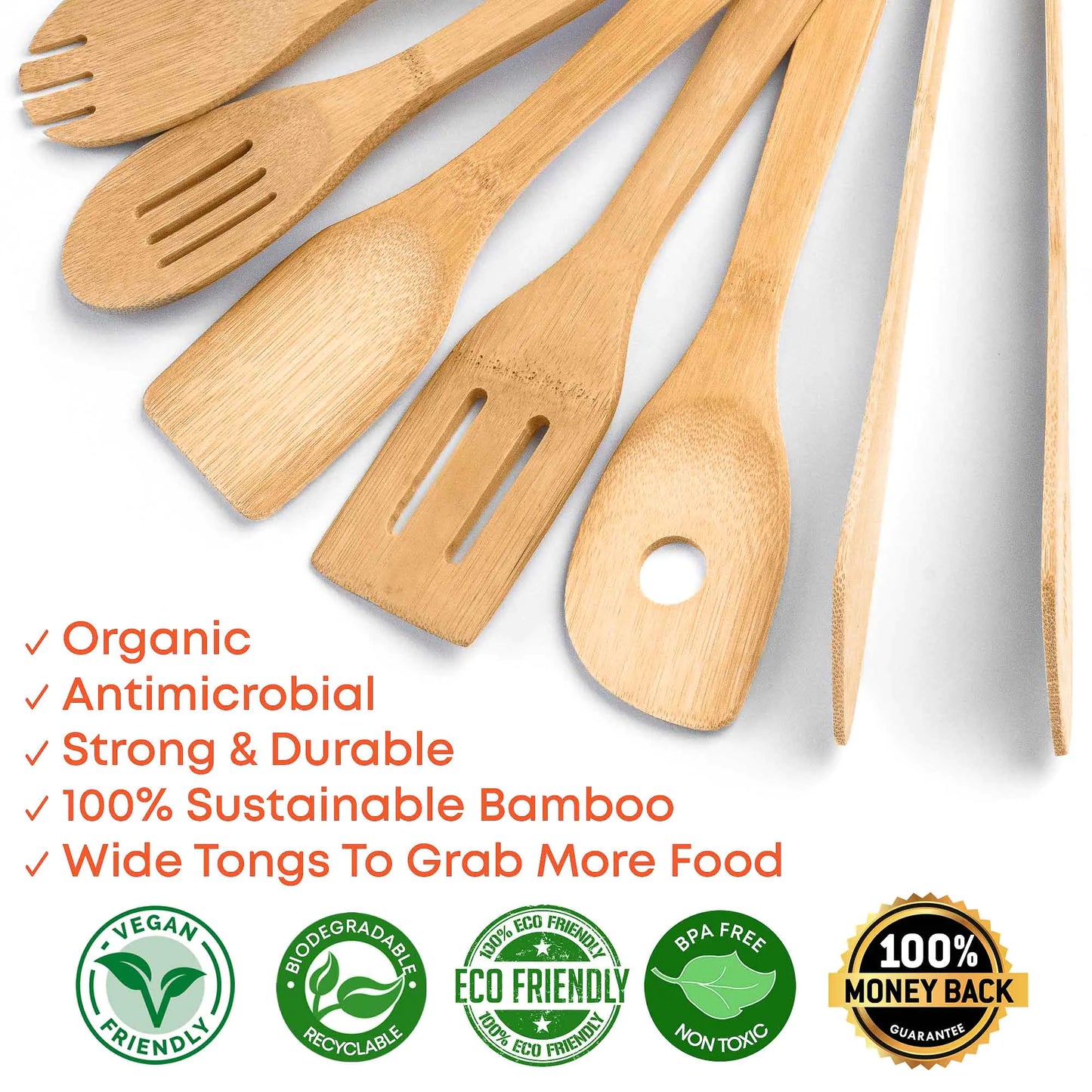 Eco-Friendly Bamboo Cooking Tools 8-Piece Set