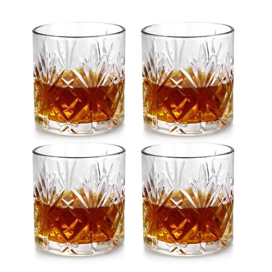Classic Whiskey Rocks Glasses Set for Men - 10 oz, 4-Pack with Gift Box
