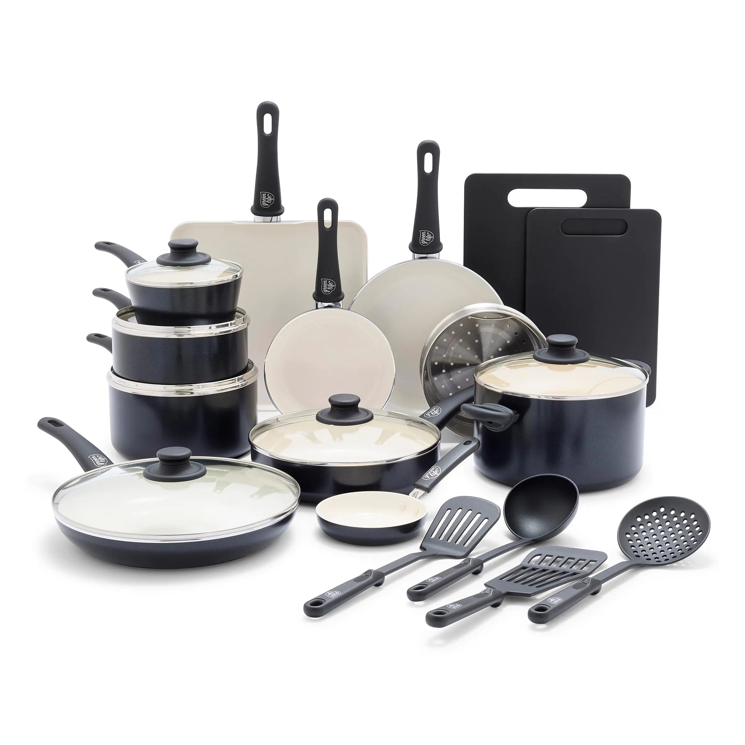 GreenLife SoftGrip 23pc Nonstick Ceramic Cookware & Utensils Set