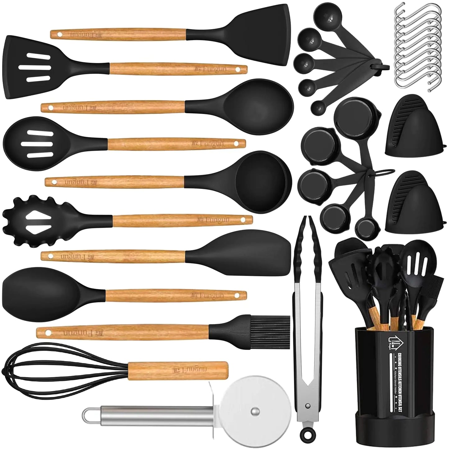 Elegant Silicone Culinary Set - 35 Pc with Holder
