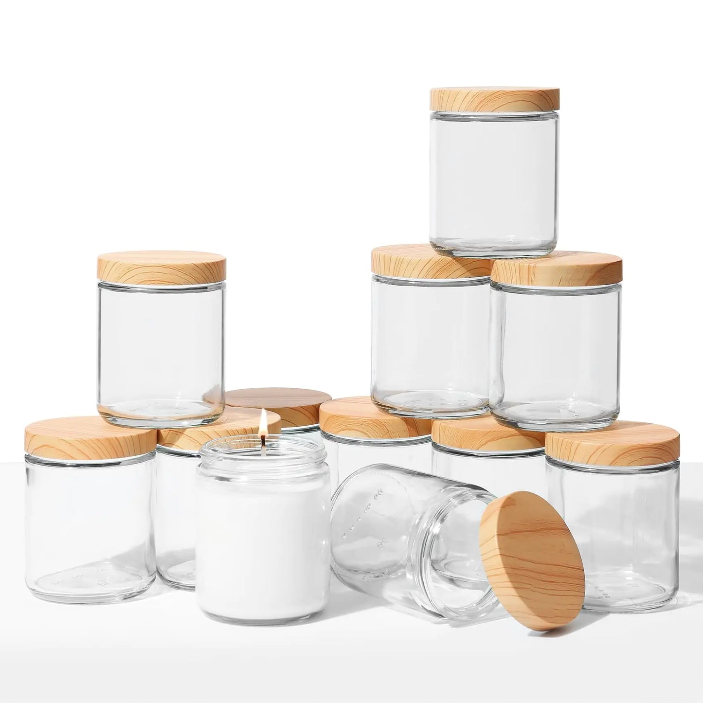 AQSXO 8oz Thick Glass Storage Jars, 6 Pack