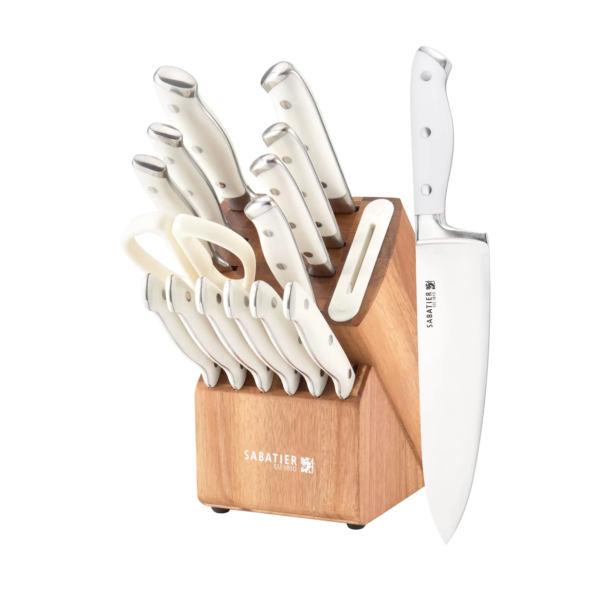 Sabatier 15-Piece Precision Edge Knife Set with Acacia Block