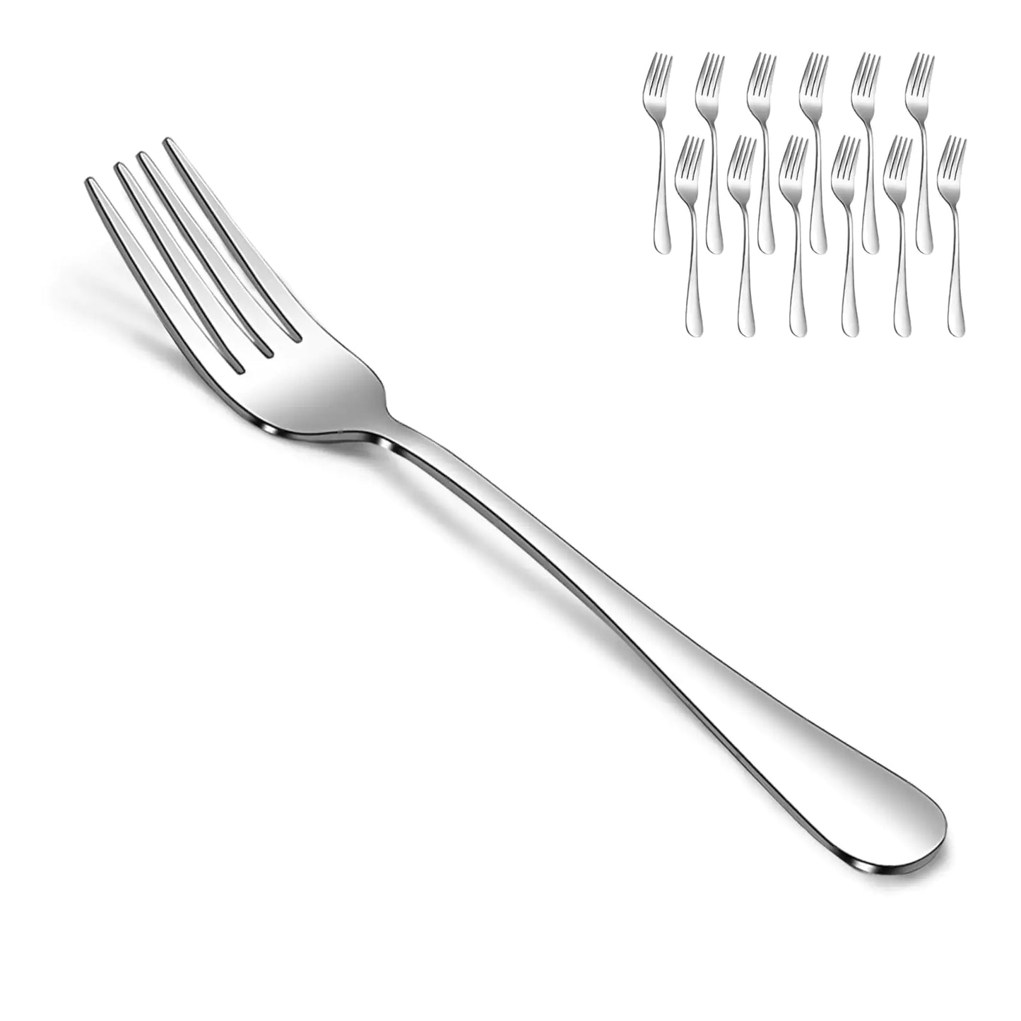 SANTUO Elegant Dessert Forks - 12pc Mirror Polish Stainless Steel Set