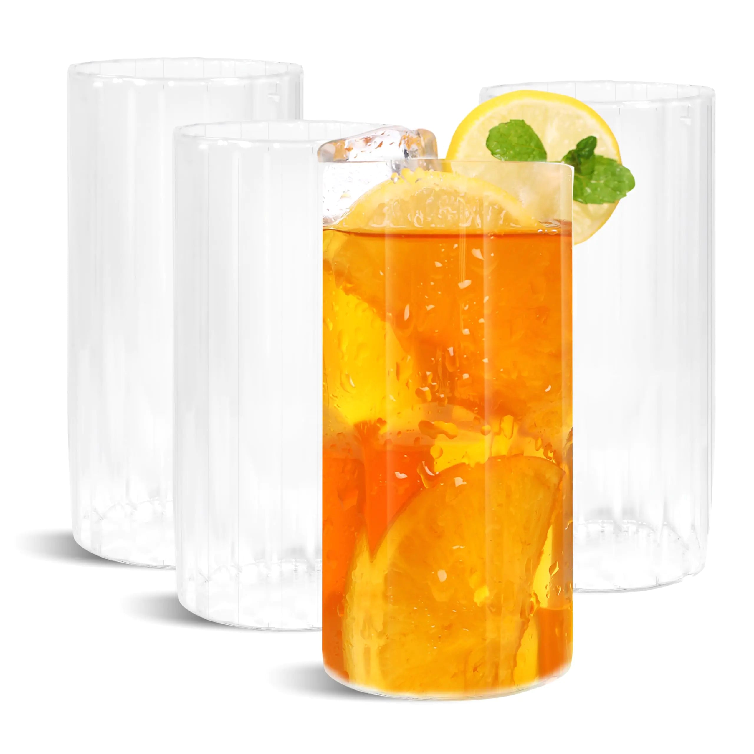 Vintage Ribbed Barware Set 12 oz