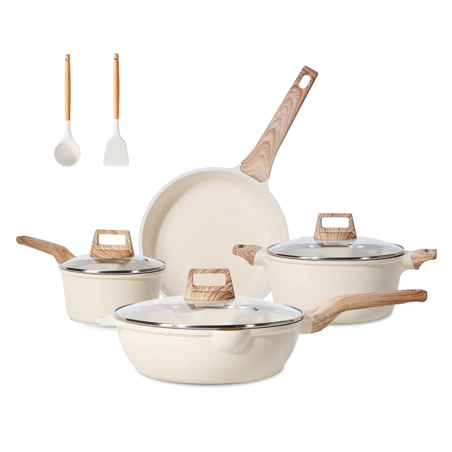 White Granite Induction Kitchen Set 14 Pc