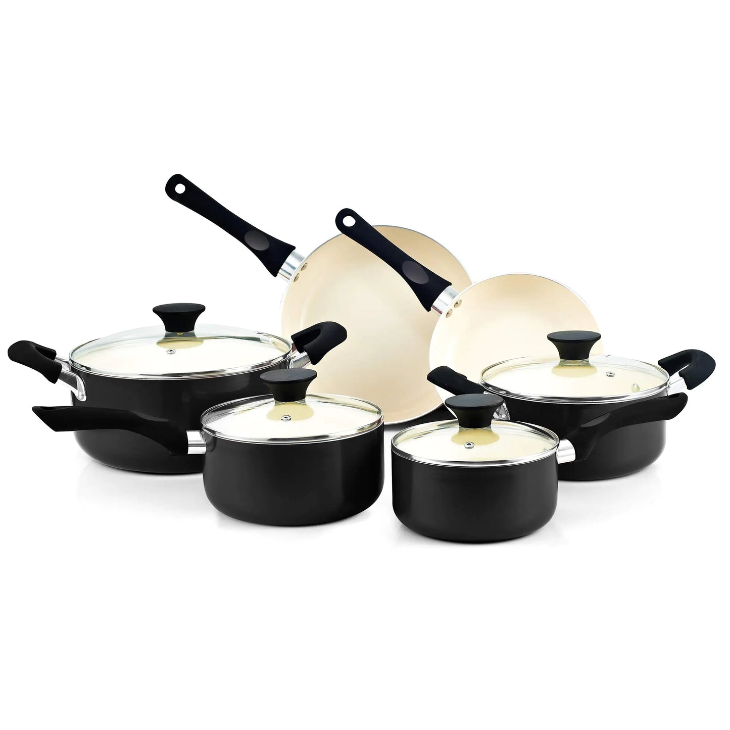 HomeChef 10-Piece Black Ceramic Cookware Set