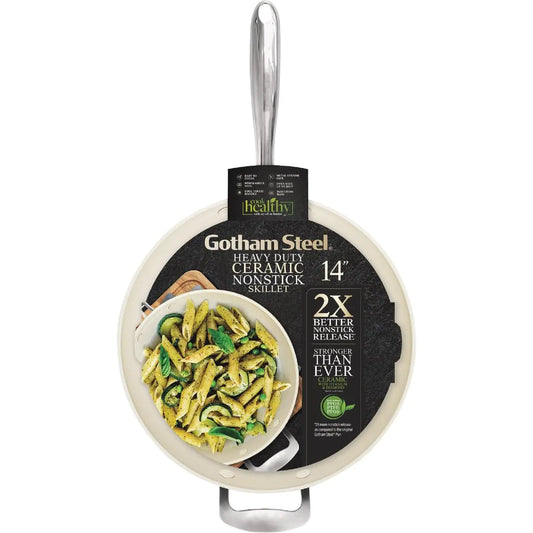GOTHAM STEEL 14" Ceramic Nonstick Skillet - Cream White
