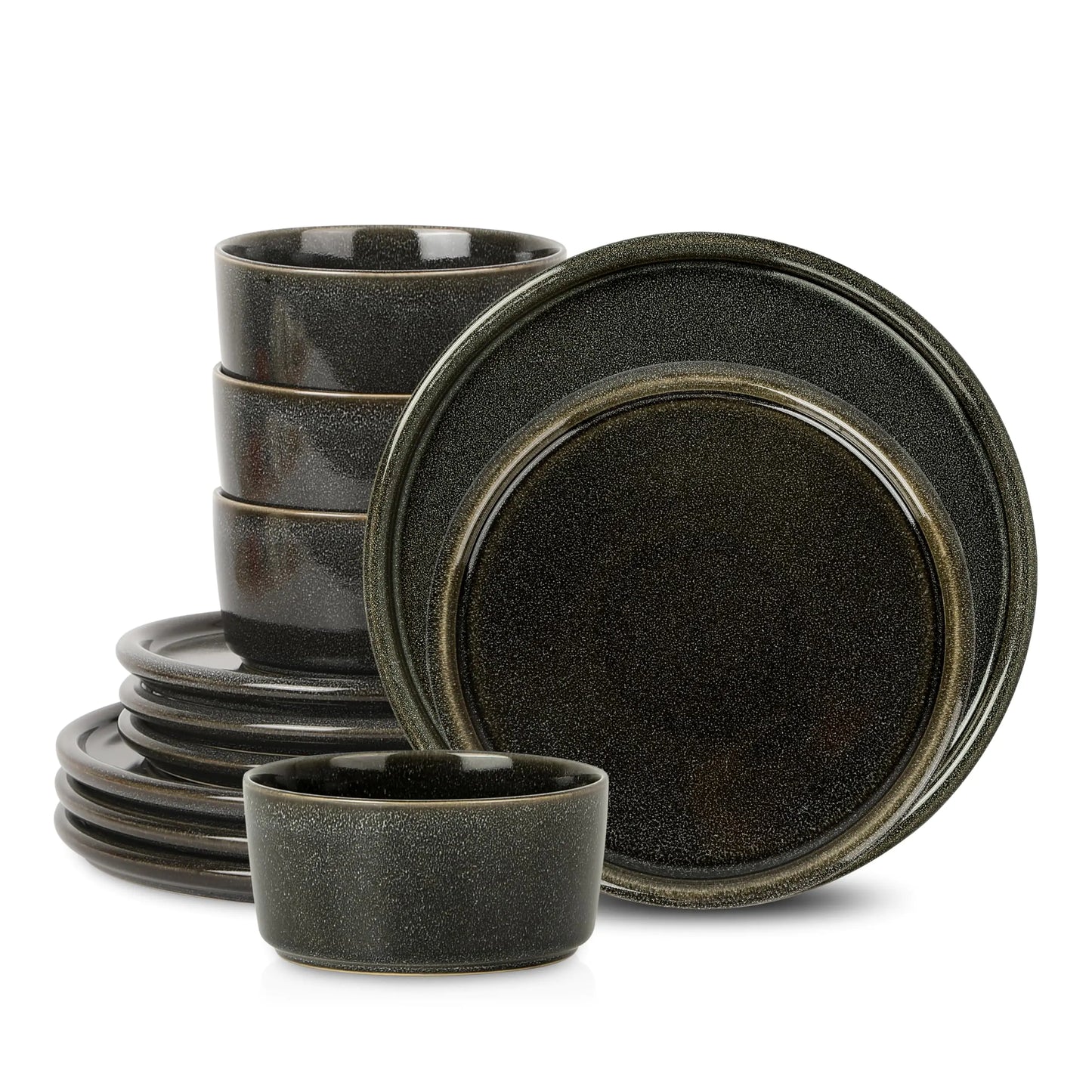 Eden Charcoal 12-Piece Stoneware Dinner Set