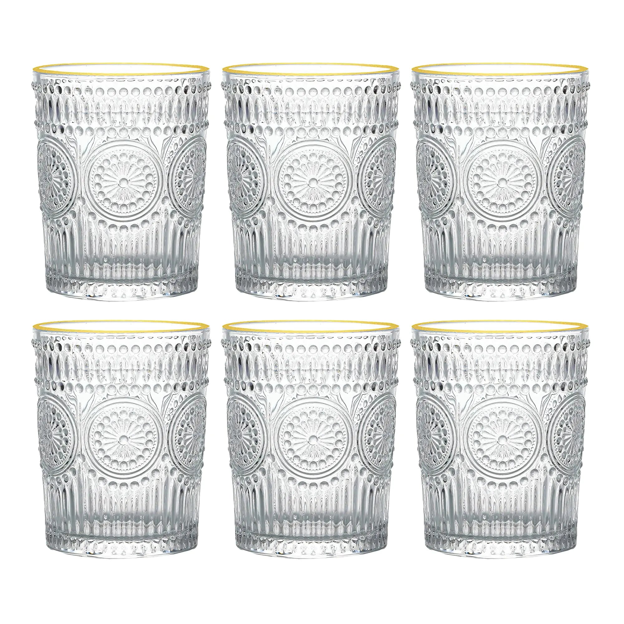 GoldRim Sunflower 10 oz Glass Set