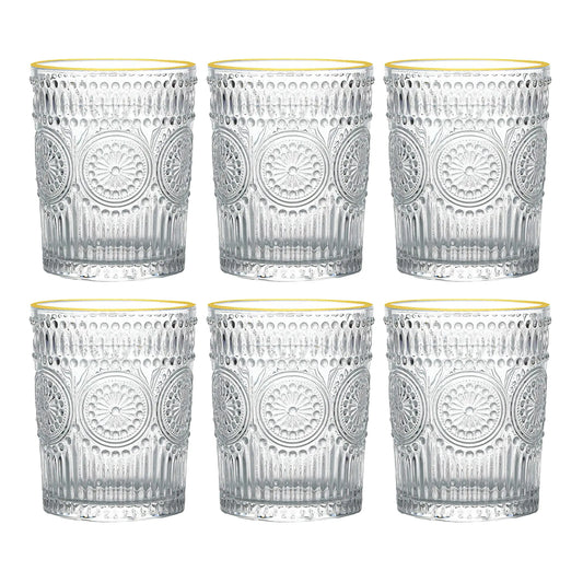 GoldRim Sunflower 10 oz Glass Set