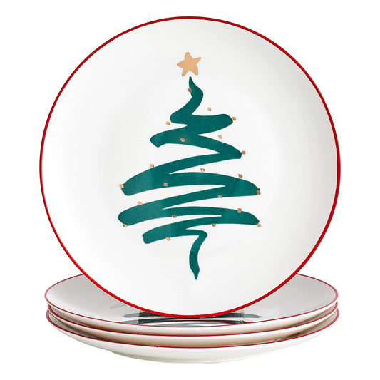 Swuut Festive Bone China Dinnerware Set - Dishwasher Safe - 10 inch Plates