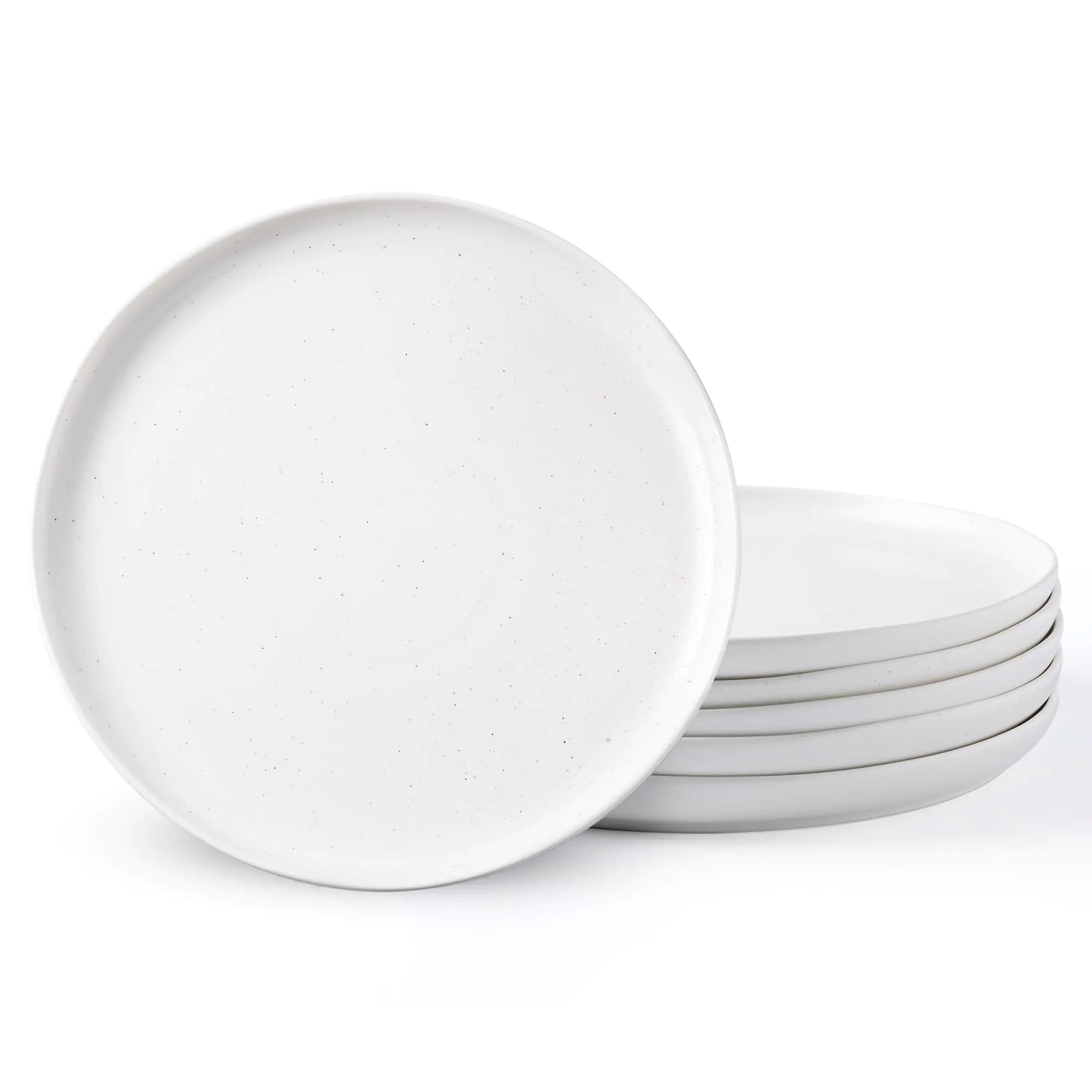 ArcAmor 6-Piece Ceramic Plate Set - 8.5" Artisan Wavy Rim, Microwave Safe