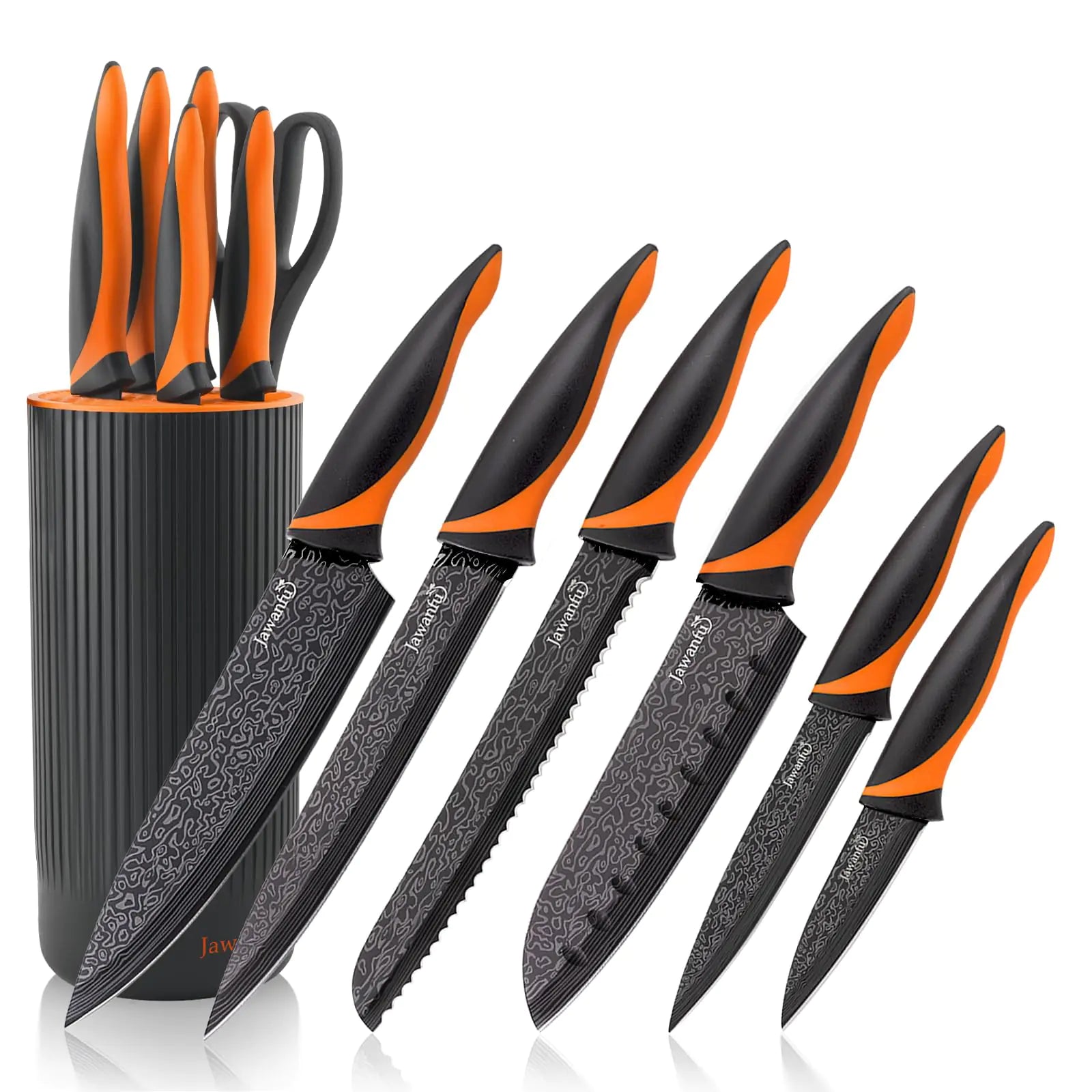 8-Piece Colorful Chef Knife Set with Universal Block