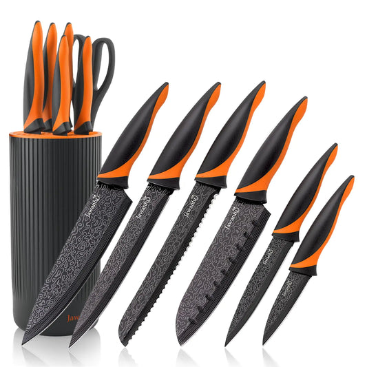 8-Piece Colorful Chef Knife Set with Universal Block