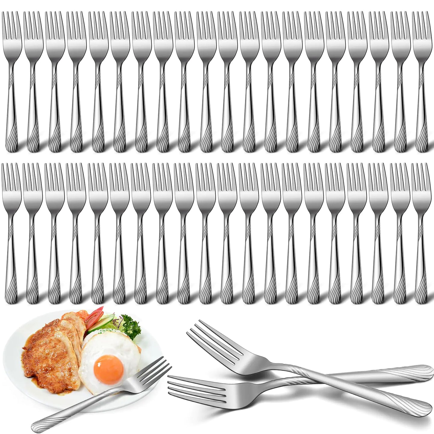 Yiyiring 50-Piece Elegant Silver Dinner Forks Set