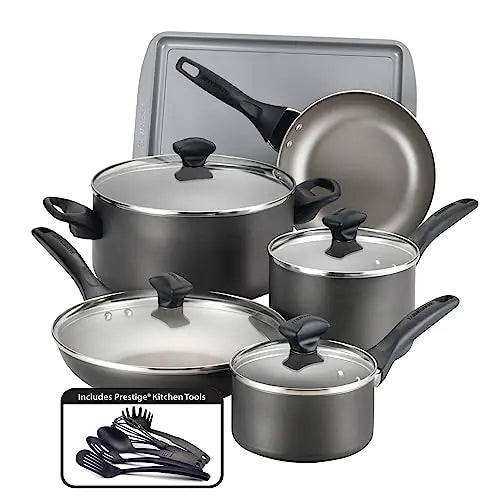 Farberware 15-Piece Pewter Nonstick Cookware Set