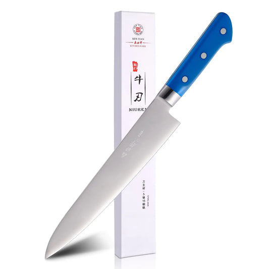 Sumteene Pro Japanese Chef Knife 10.6'' with Blue Handle