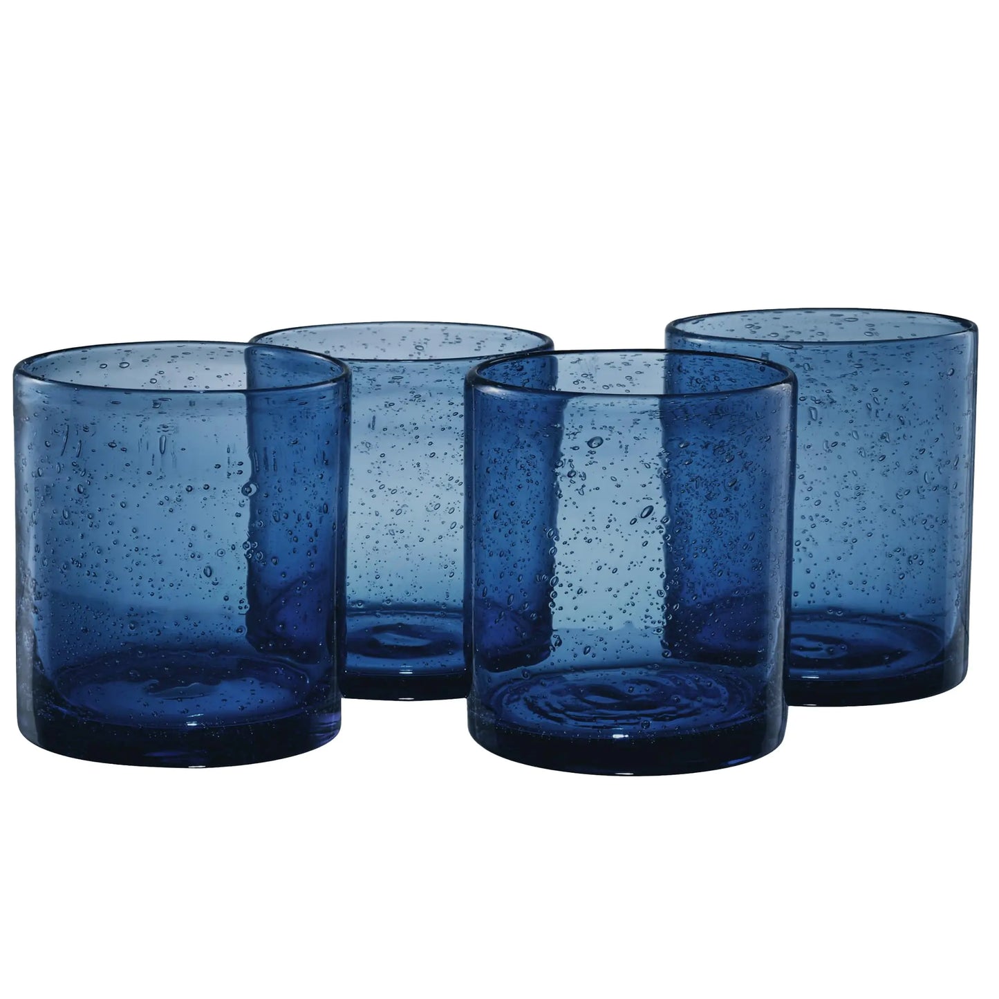 ARTLAND 14oz Slate Blue Old Fashion Glass Set | Iris Seeded Design | Versatile Barware