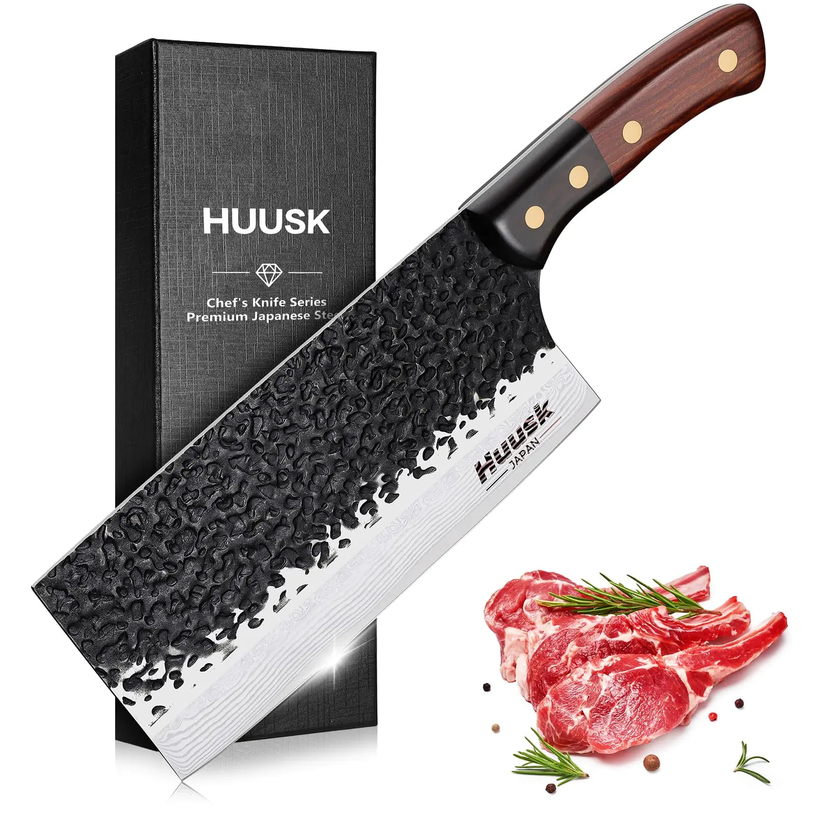 Huusk Elite 7.5" Chef's Cleaver - High Carbon Hand-Forged Knife