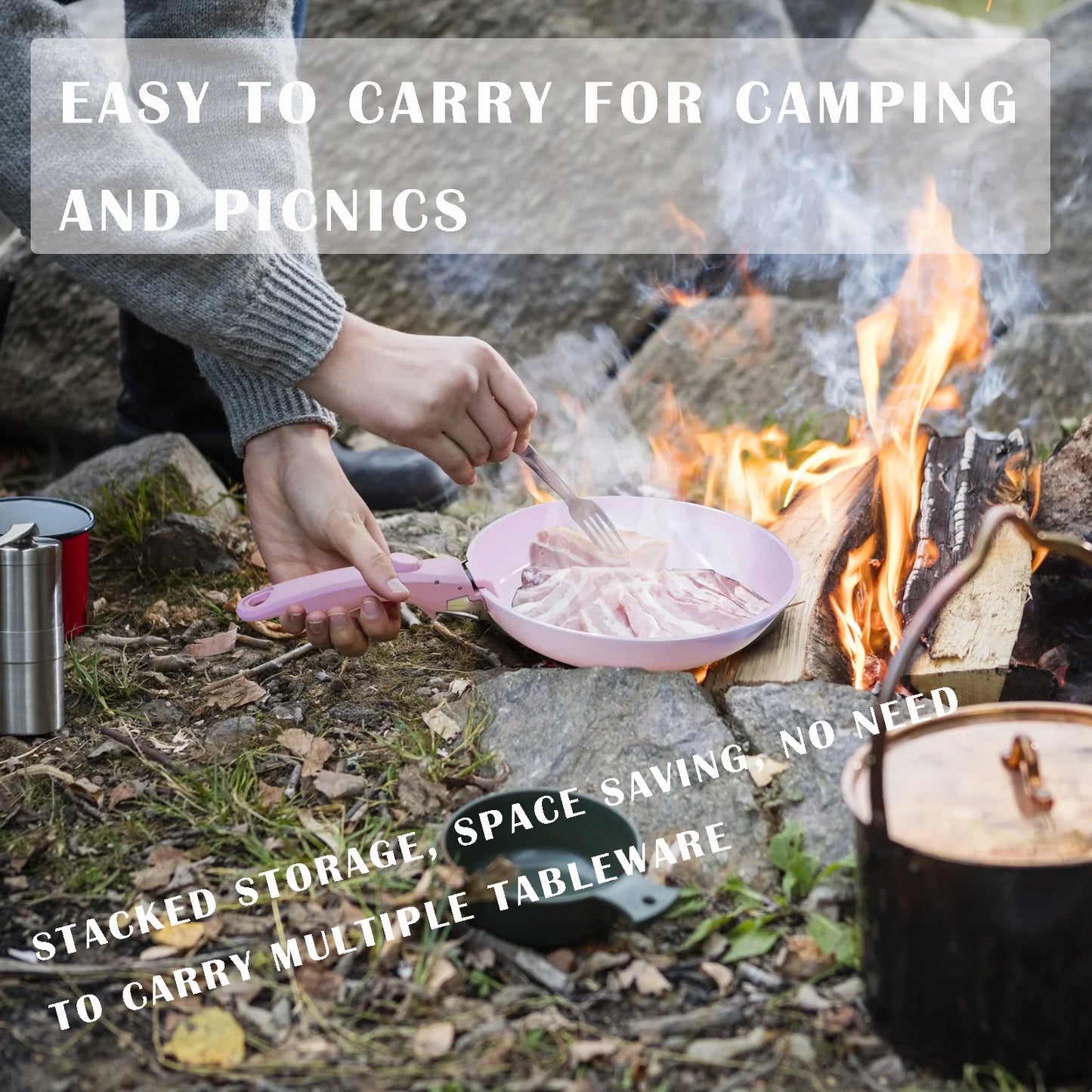 Hausfrau White Ceramic Cookware Set with Detachable Handle