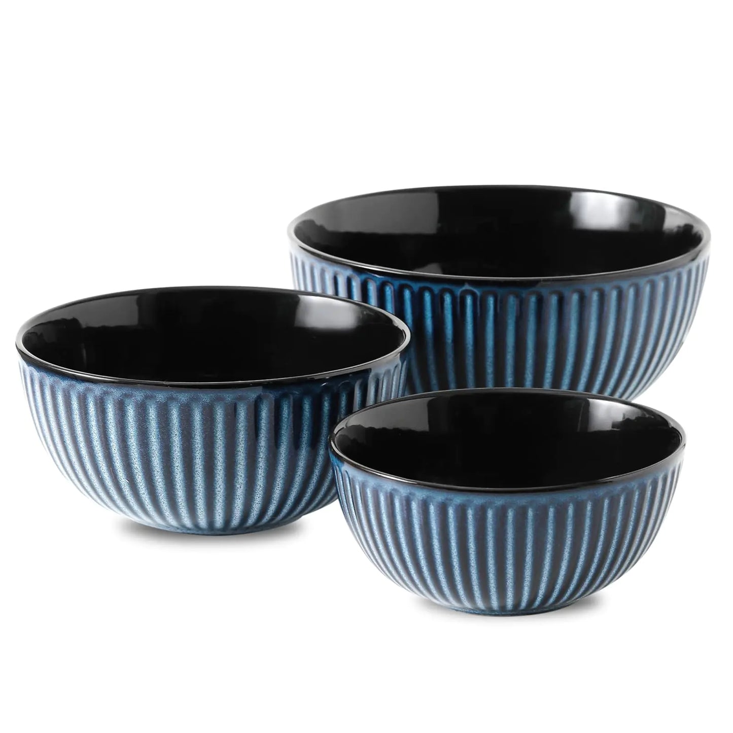 Hasense Navy Ceramic Nesting Bowls 3-Piece Set