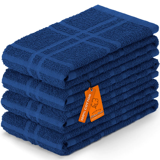 EssenceCotton Plaid Kitchen Towels 4-Pack Blue