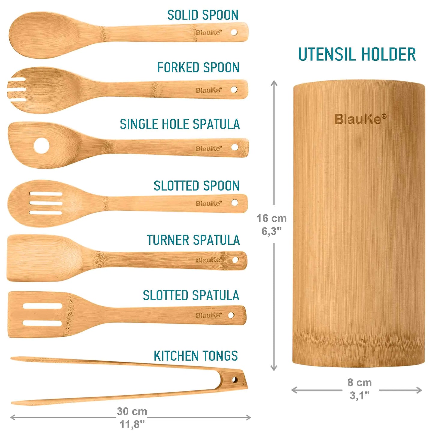 Eco-Friendly Bamboo Cooking Tools 8-Piece Set