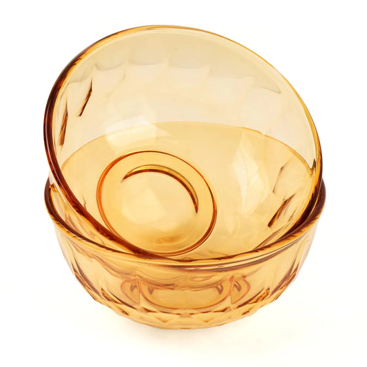 BEVIEVER Amber Glass Mixing Bowls 6.6 Inch 34 OZ Large Premium Glass Salad Bowl Baking Soup Dessert and Snacks Bowl Kitchen Essentials of 2 Pack Dishwasher Microwave and Oven Safe