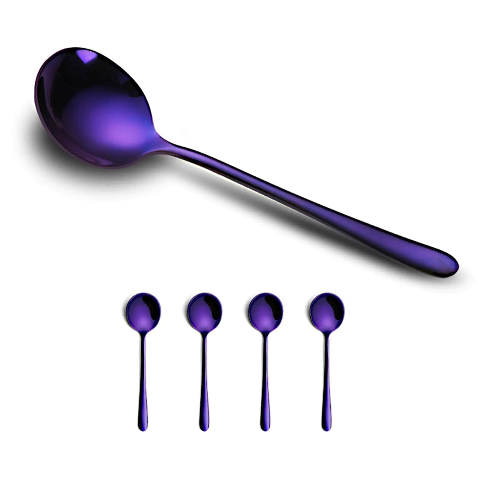 4-Piece Purple Stainless Steel Soup Spoon Set