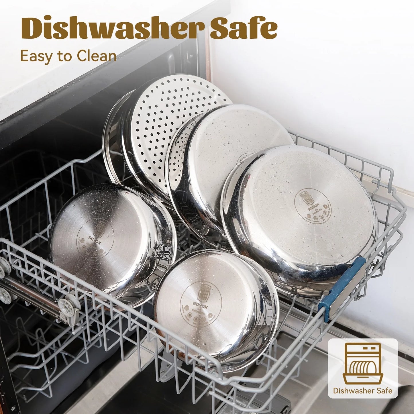 ROYDX 16pc Stackable Cookware Set: Stainless Steel, Detachable, Induction Ready