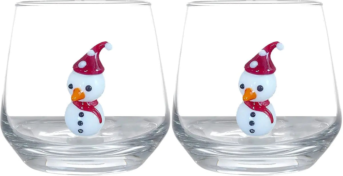 FrostyCraft 3D Snowman Glass - 12oz Stemless Drinkware