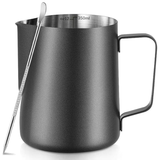 Deluxe 12 oz Milk Frothing Jug with Latte Art Pen