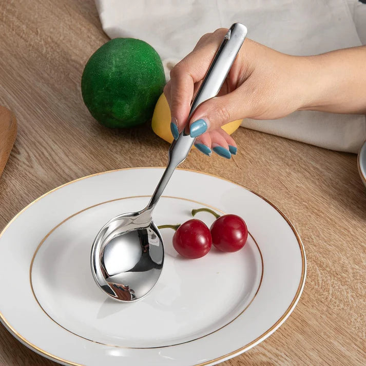 LuxGrip 316 Stainless Steel Large Soup Spoons - Set of 4, 7.75-Inch