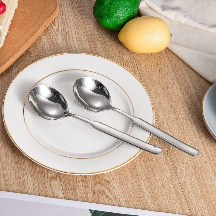 LuxGrip 316 Stainless Steel Large Soup Spoons - Set of 4, 7.75-Inch