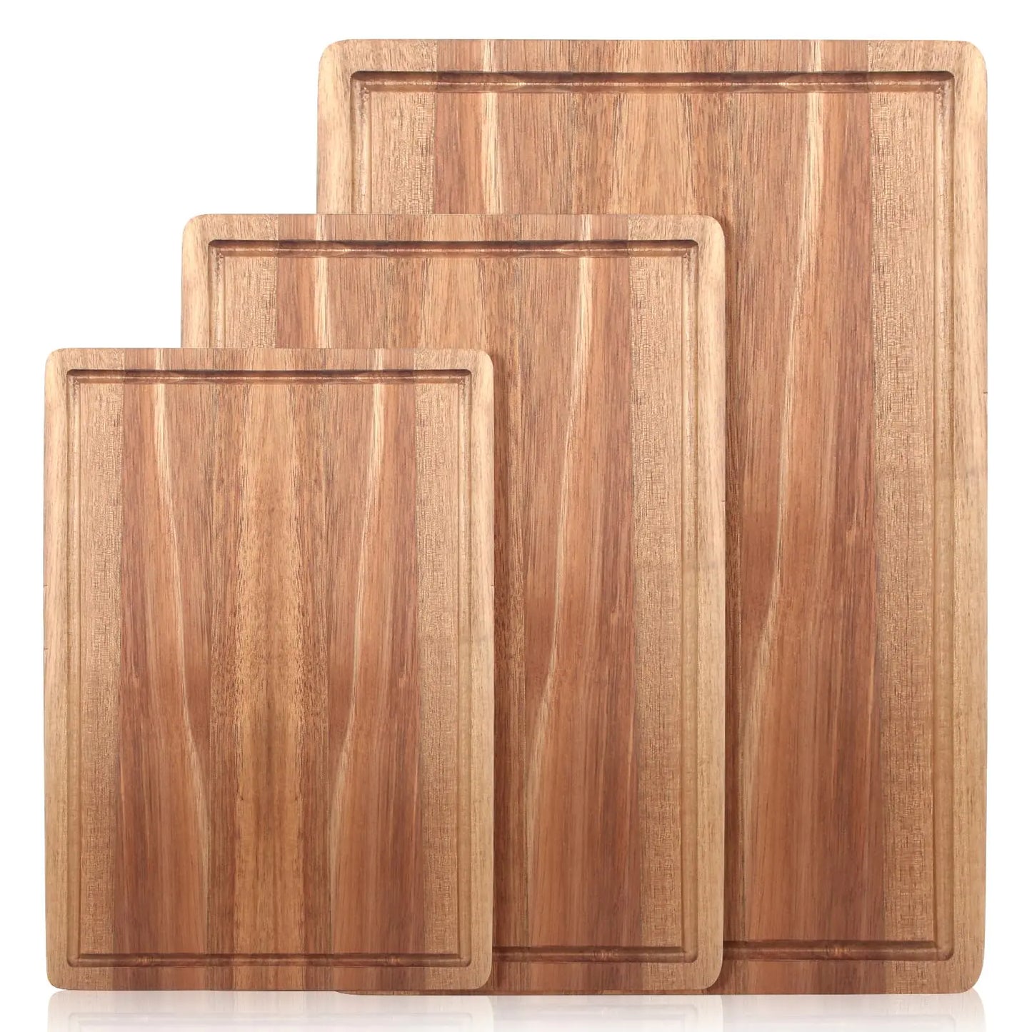 Acacia Wood 3-Piece Cutting Board Set