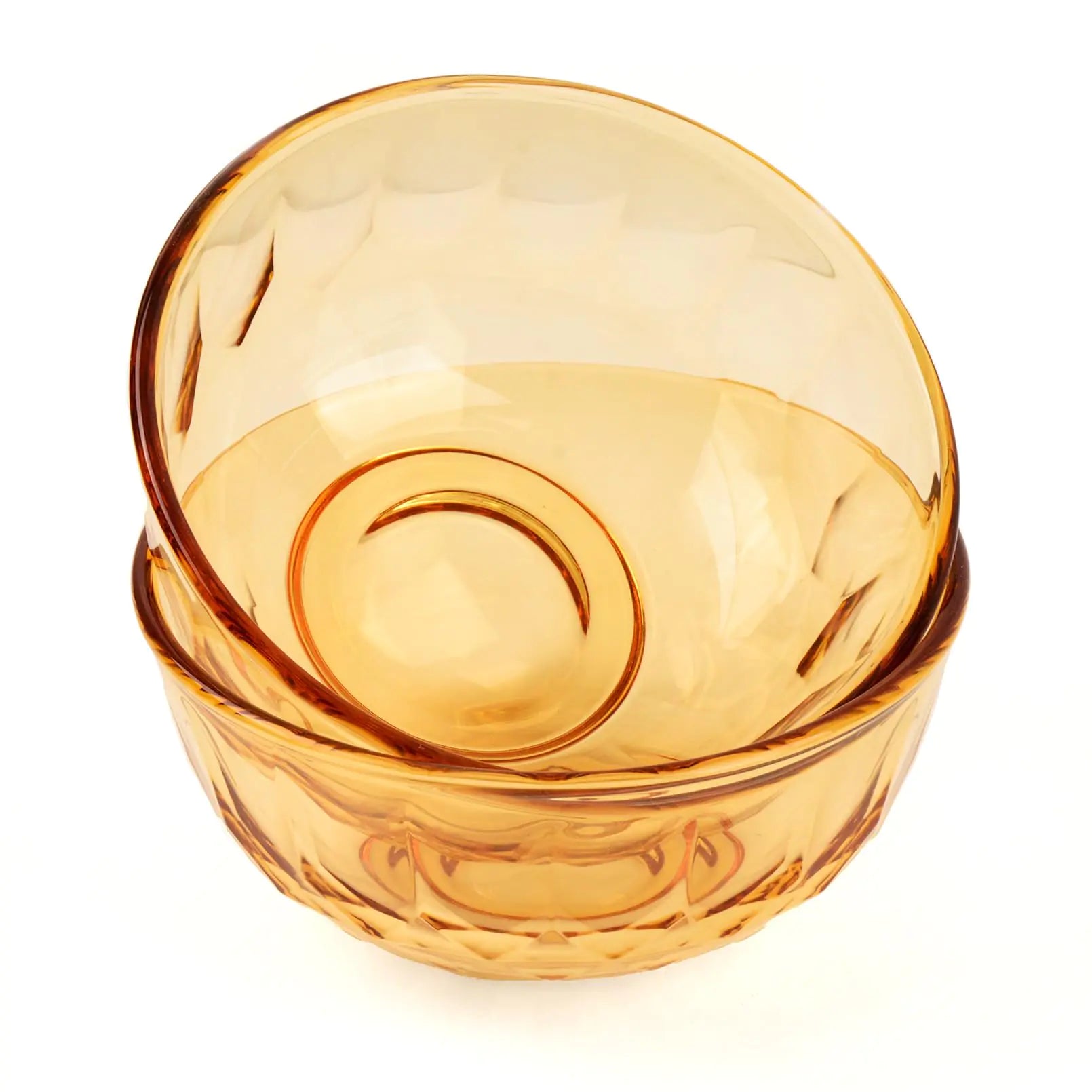 BEVIEVER Amber Glass Mixing Bowls 6.6 Inch 34 OZ Large Premium Glass Salad Bowl Baking Soup Dessert and Snacks Bowl Kitchen Essentials of 2 Pack Dishwasher Microwave and Oven Safe